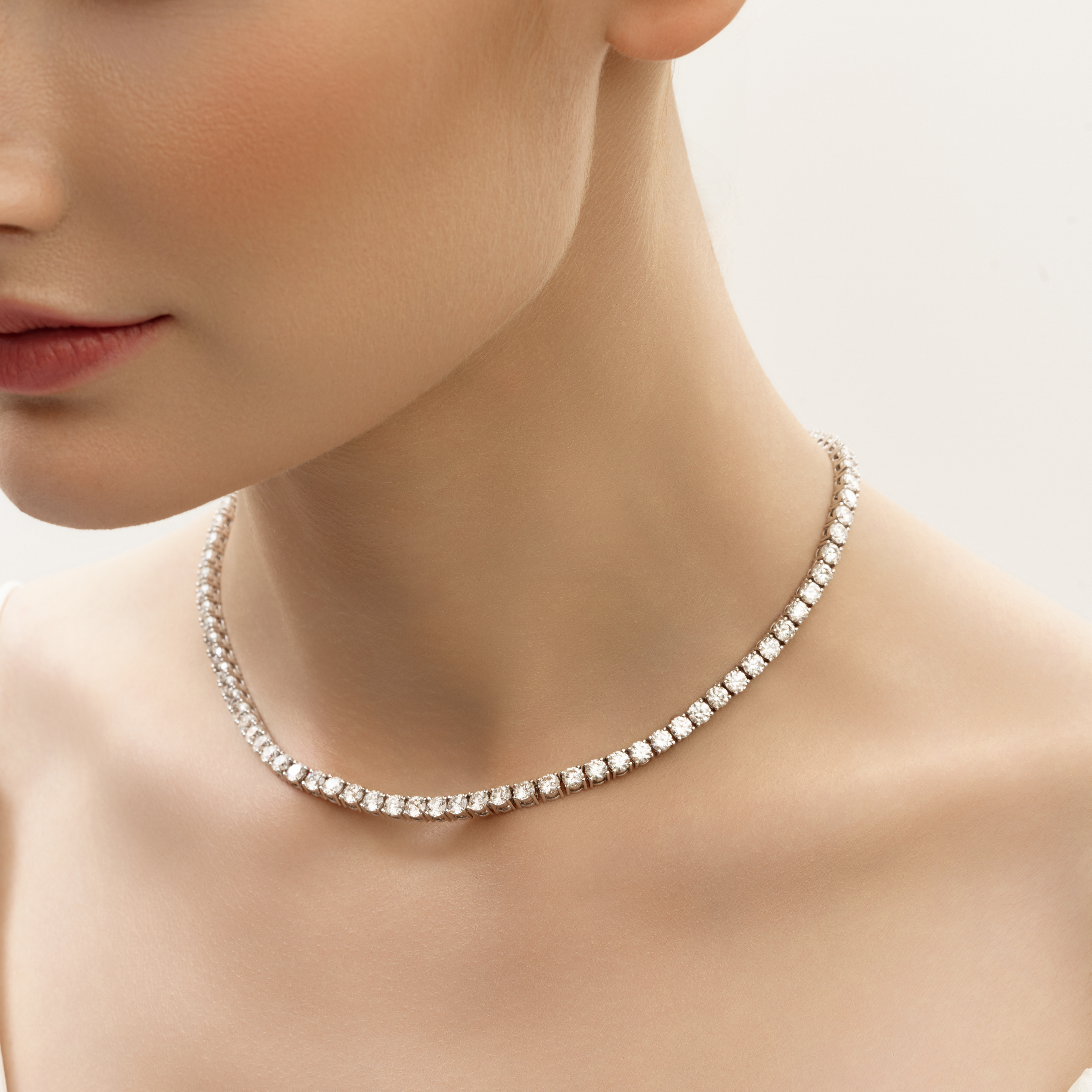 Round Diamond Tennis Necklace
