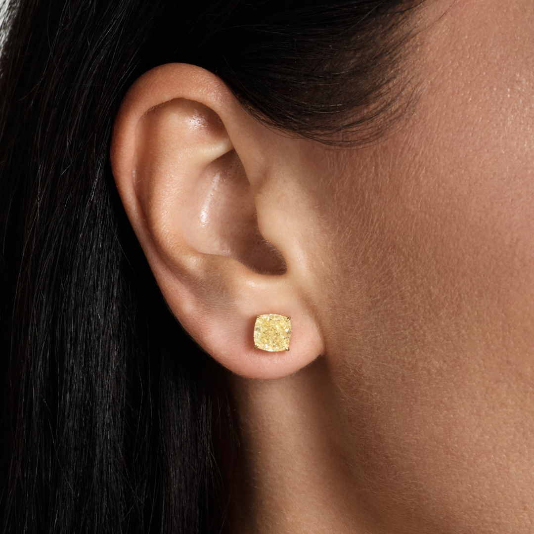 YELLOW DIAMOND STUD EARRINGS