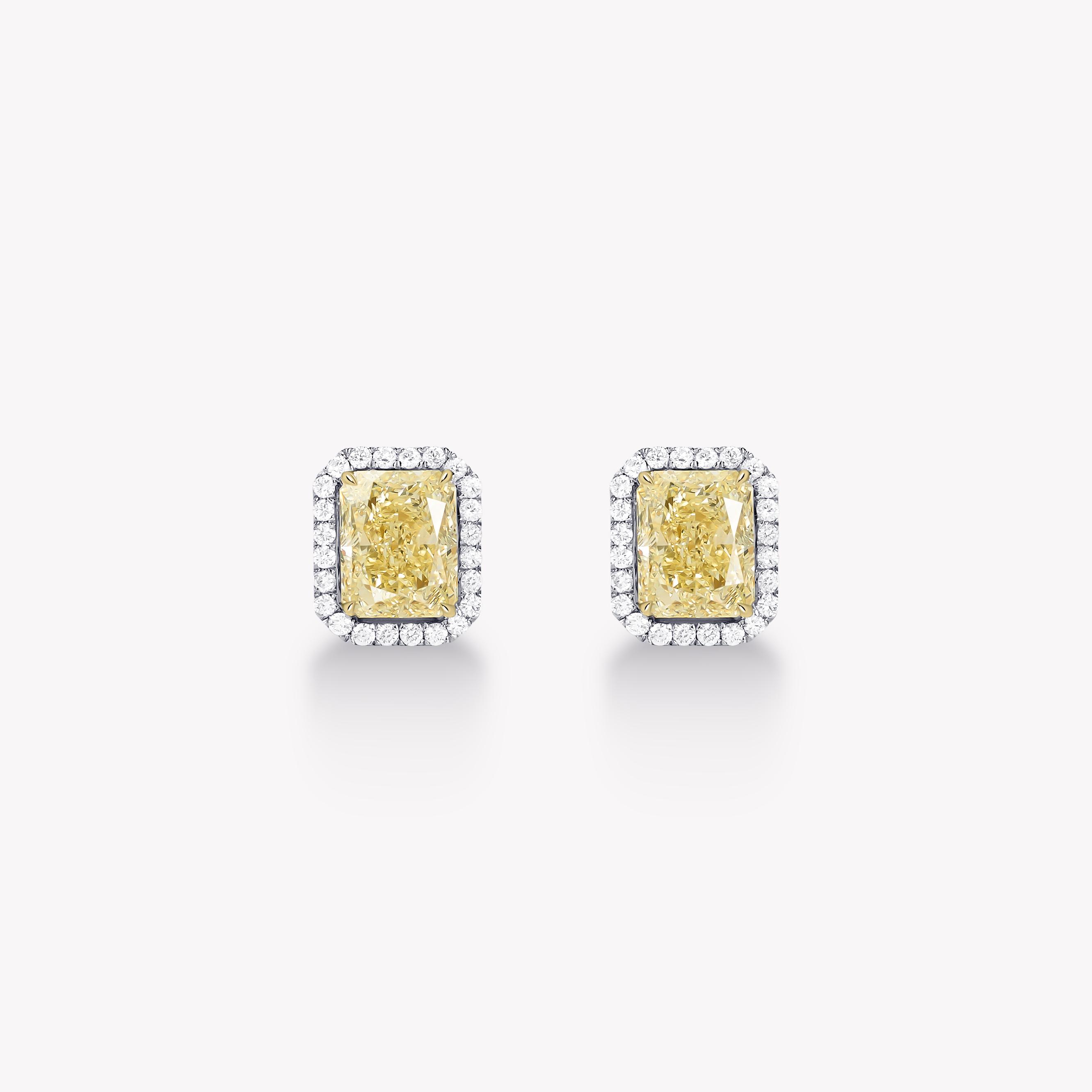 YELLOW DIAMOND HALO EARRINGS