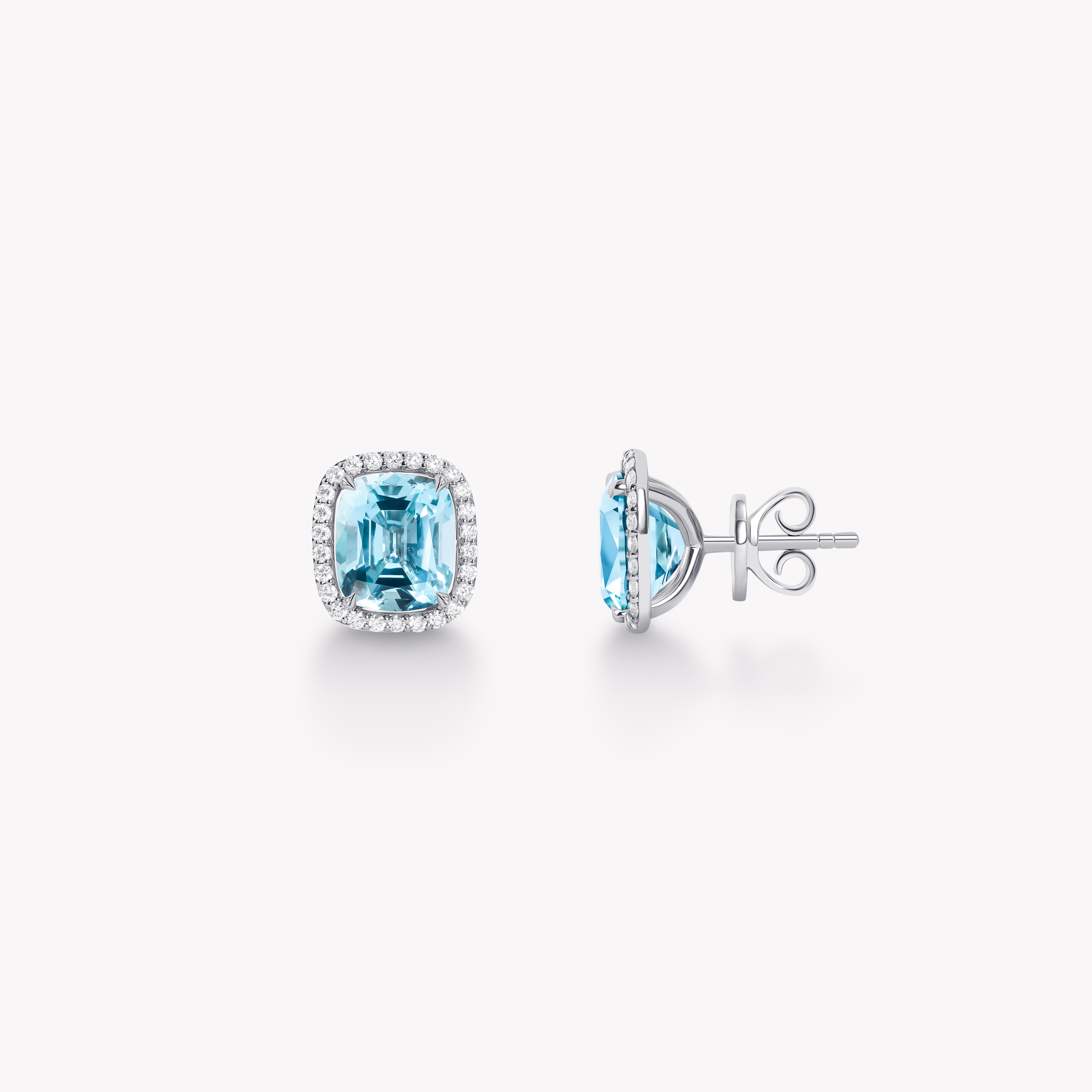 AQUAMARINE HALO EARRINGS