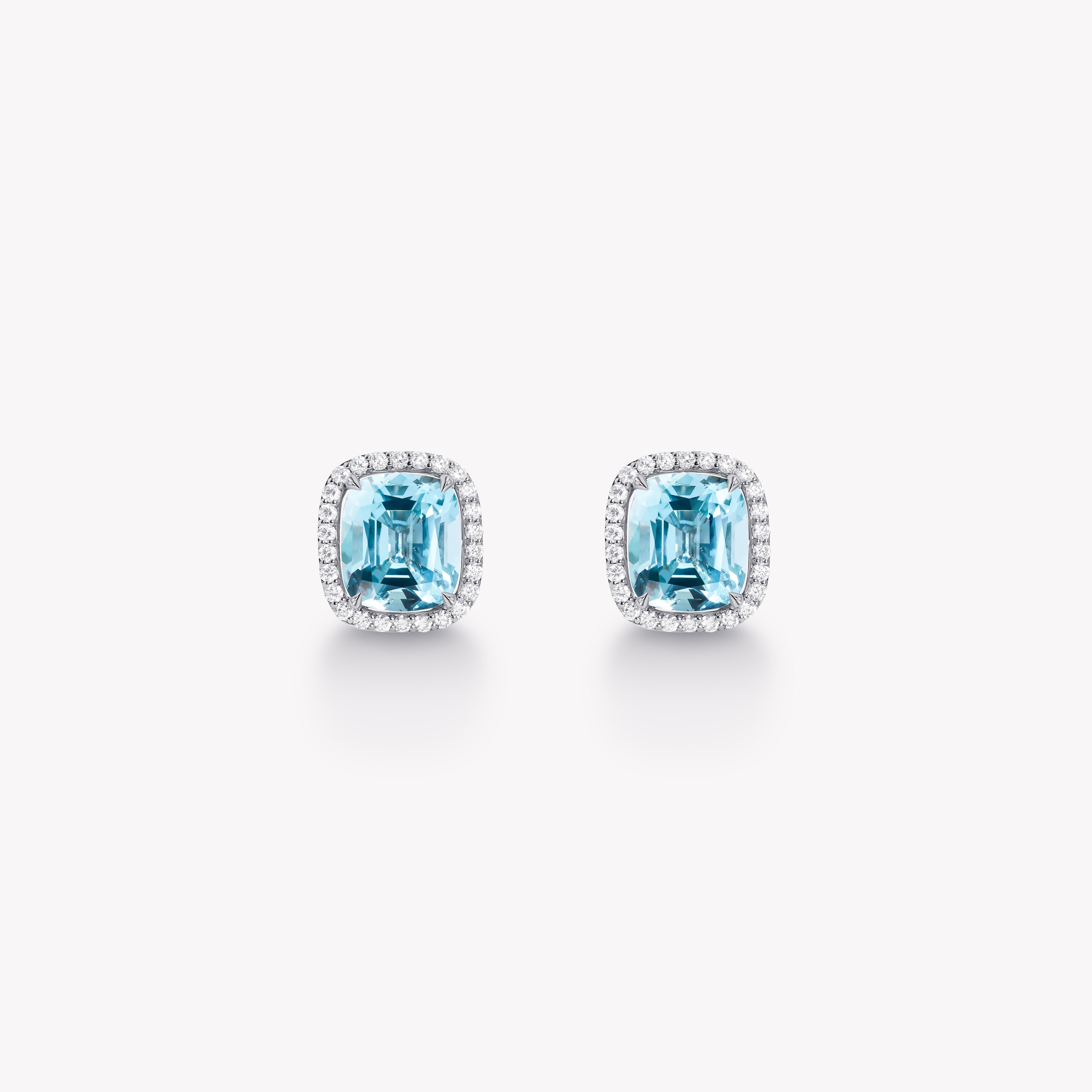 AQUAMARINE HALO EARRINGS