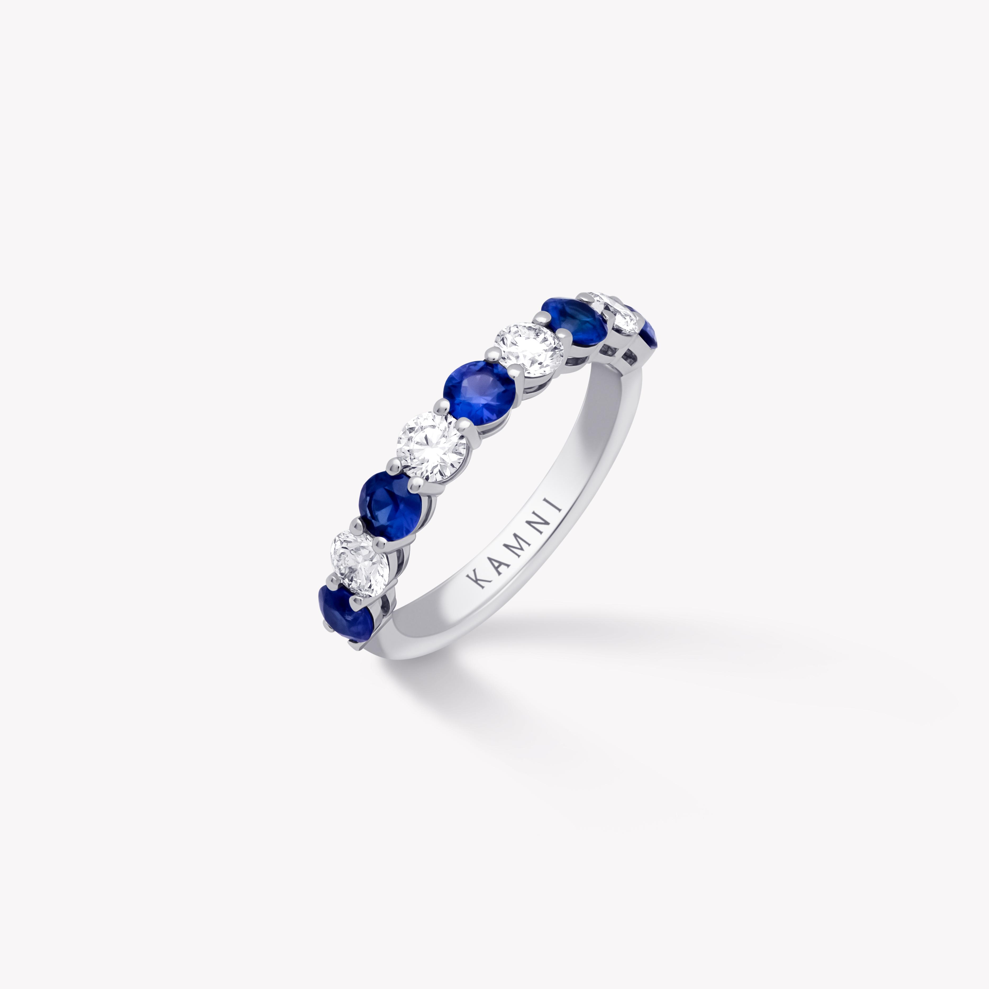 Half eternity diamond & sapphire ring