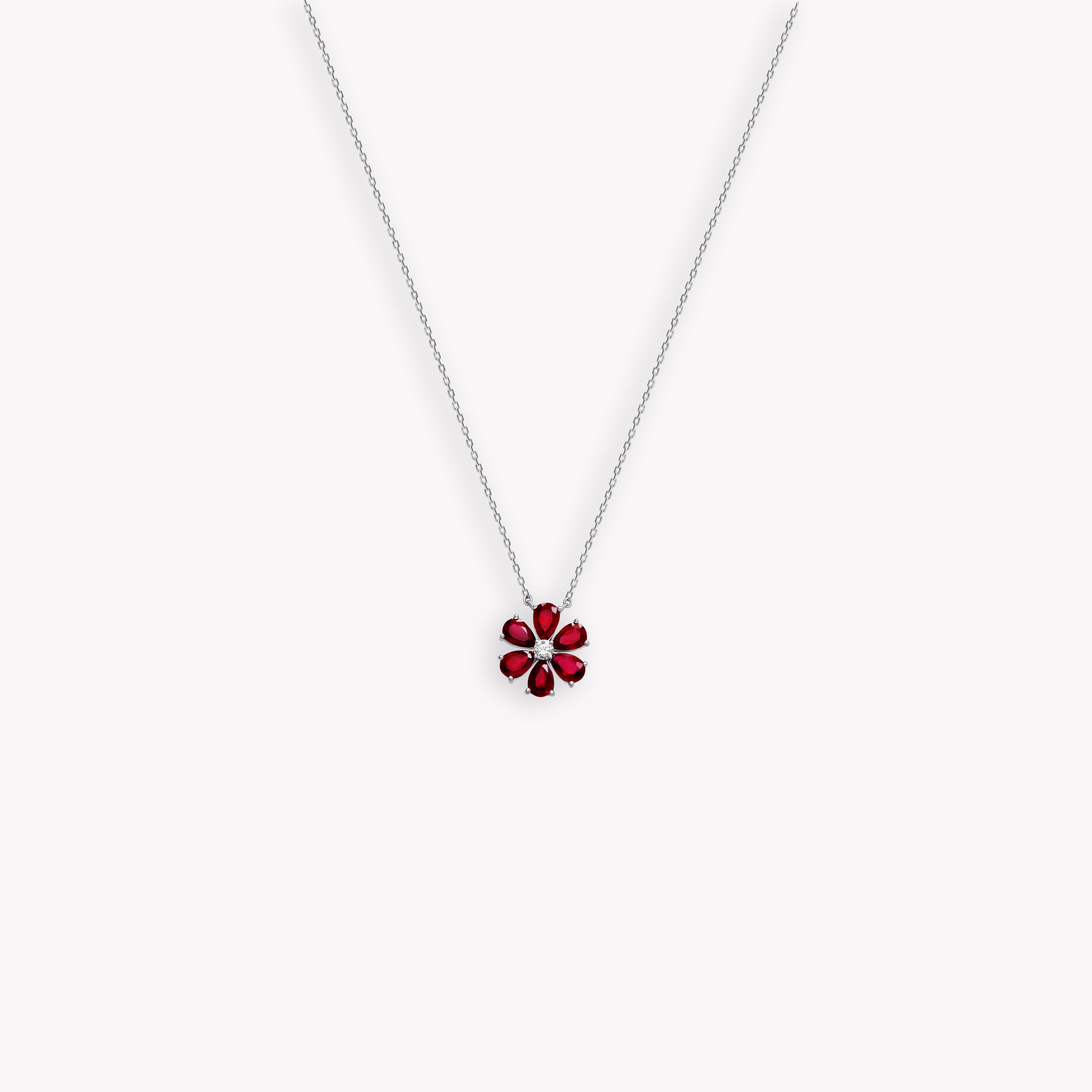 Ruby flower pendant 