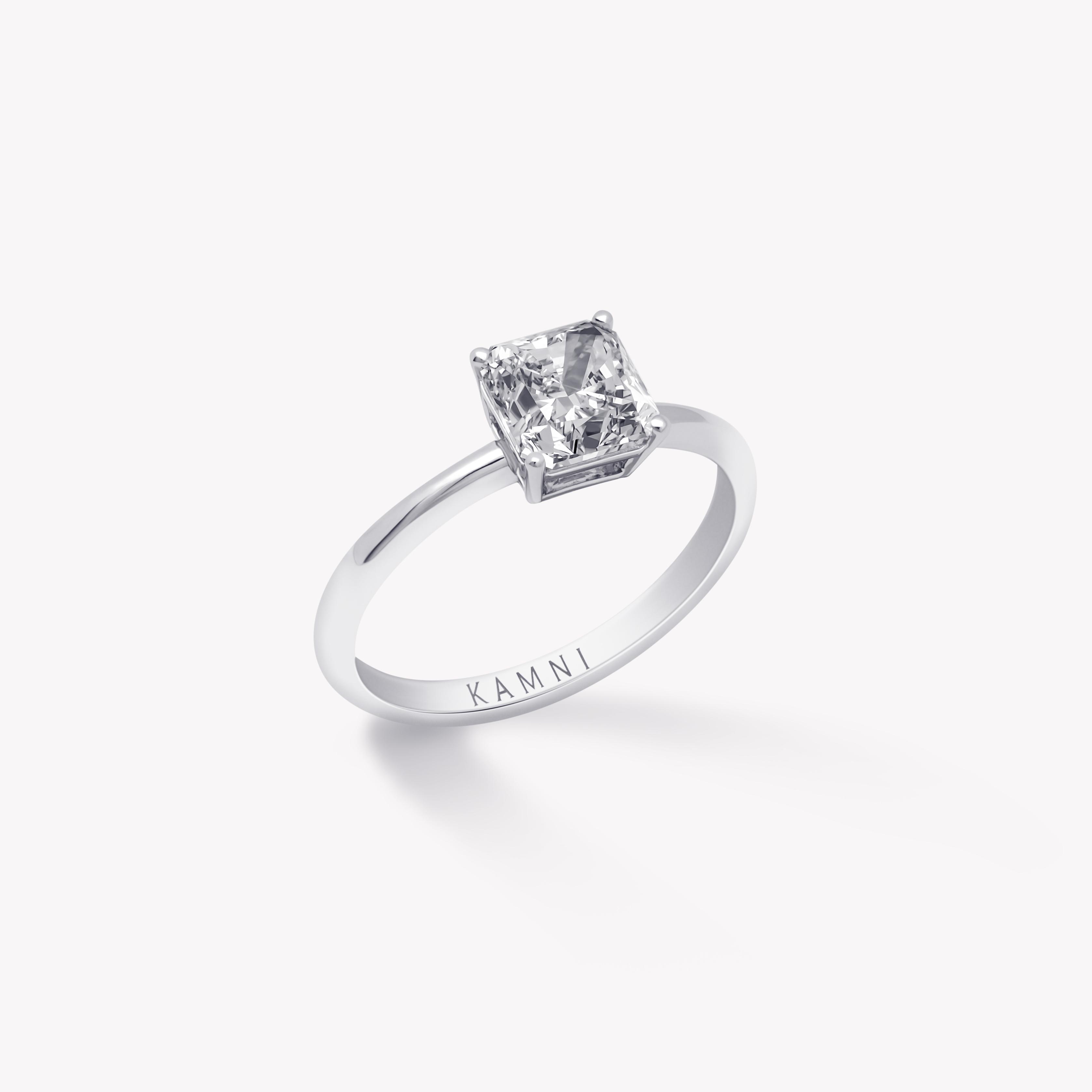 Radiant cut engagement ring