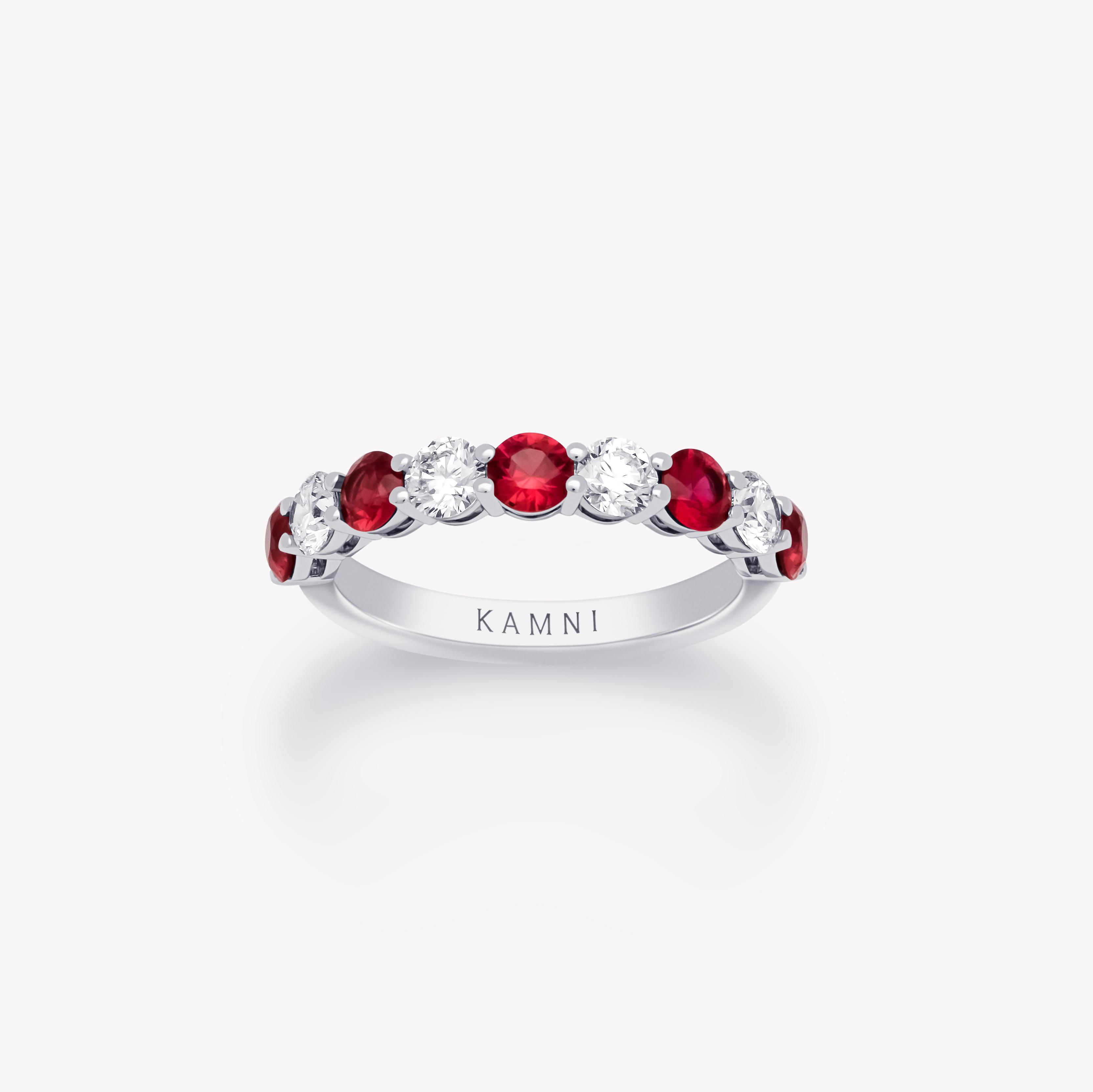 Ruby and diamond half-eternity ring