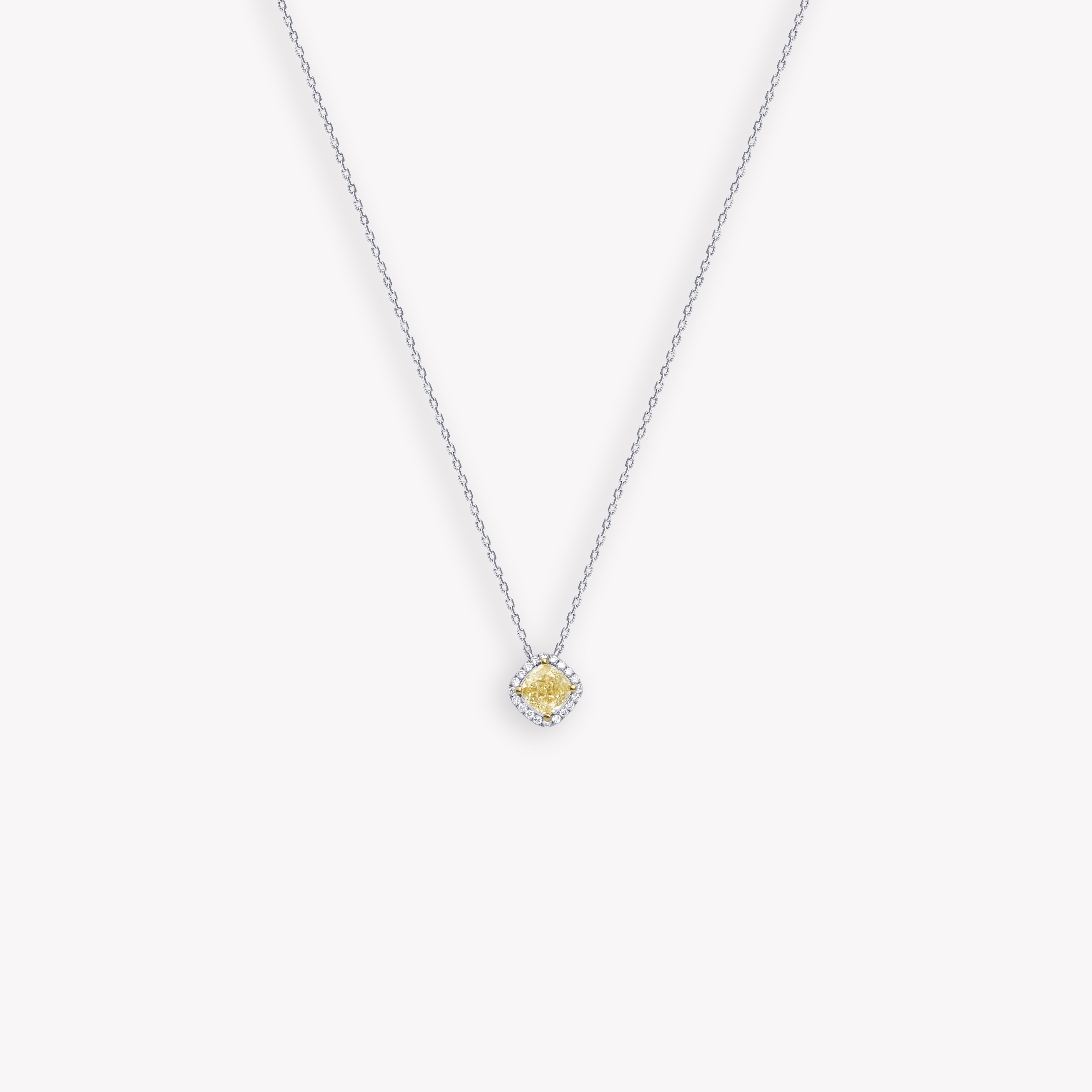 Yellow diamond cushion pendant 