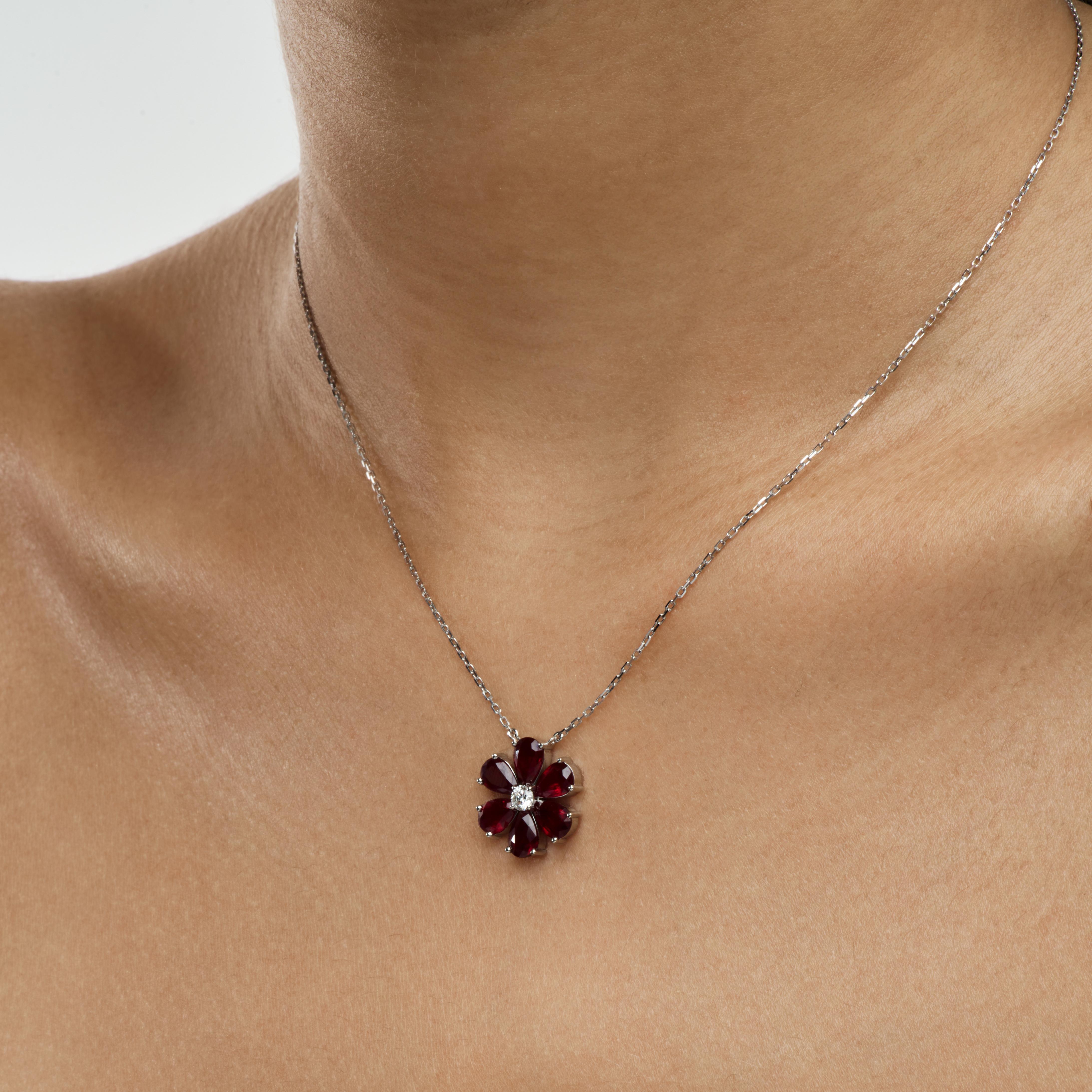 Ruby flower pendant 