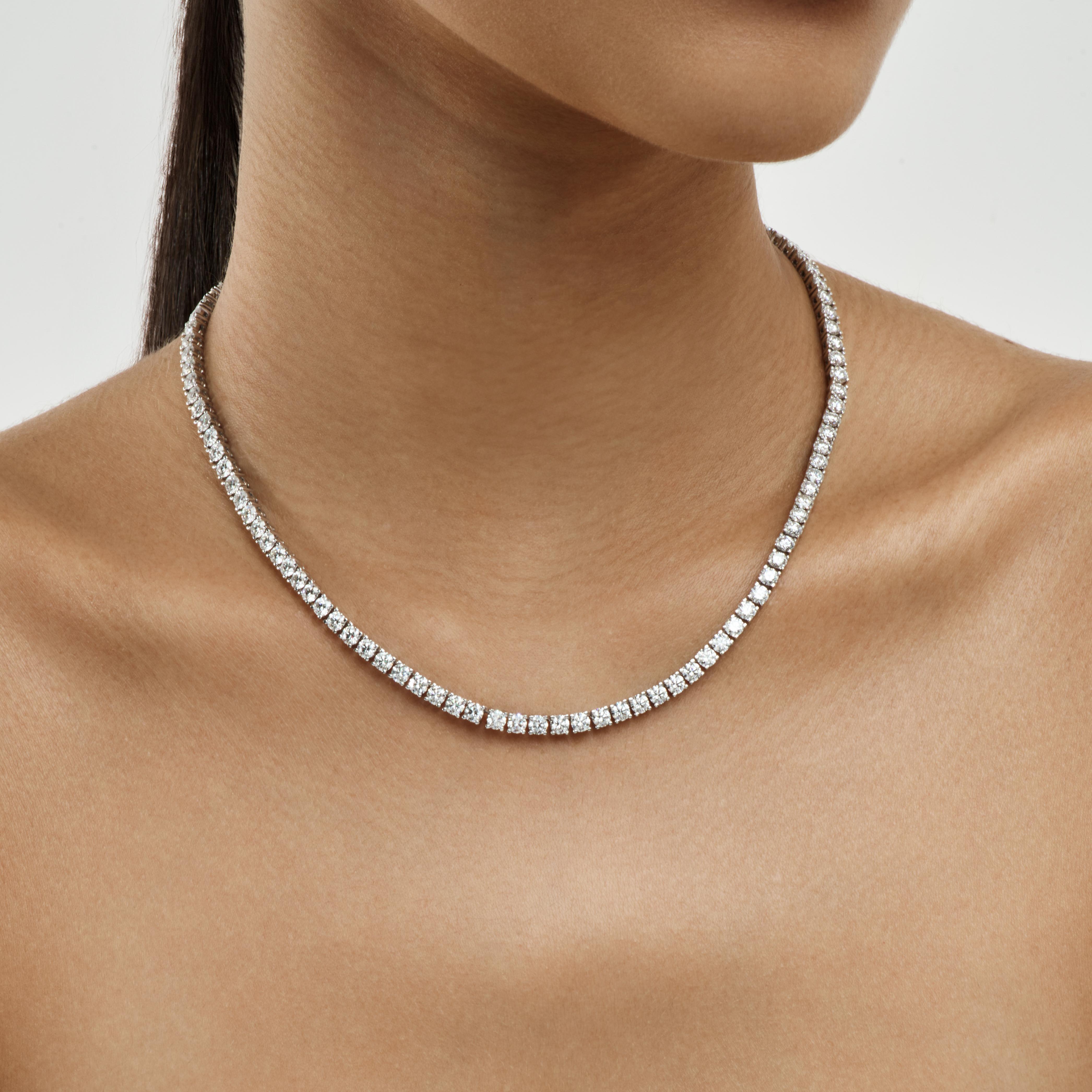 Round diamond tennis necklace