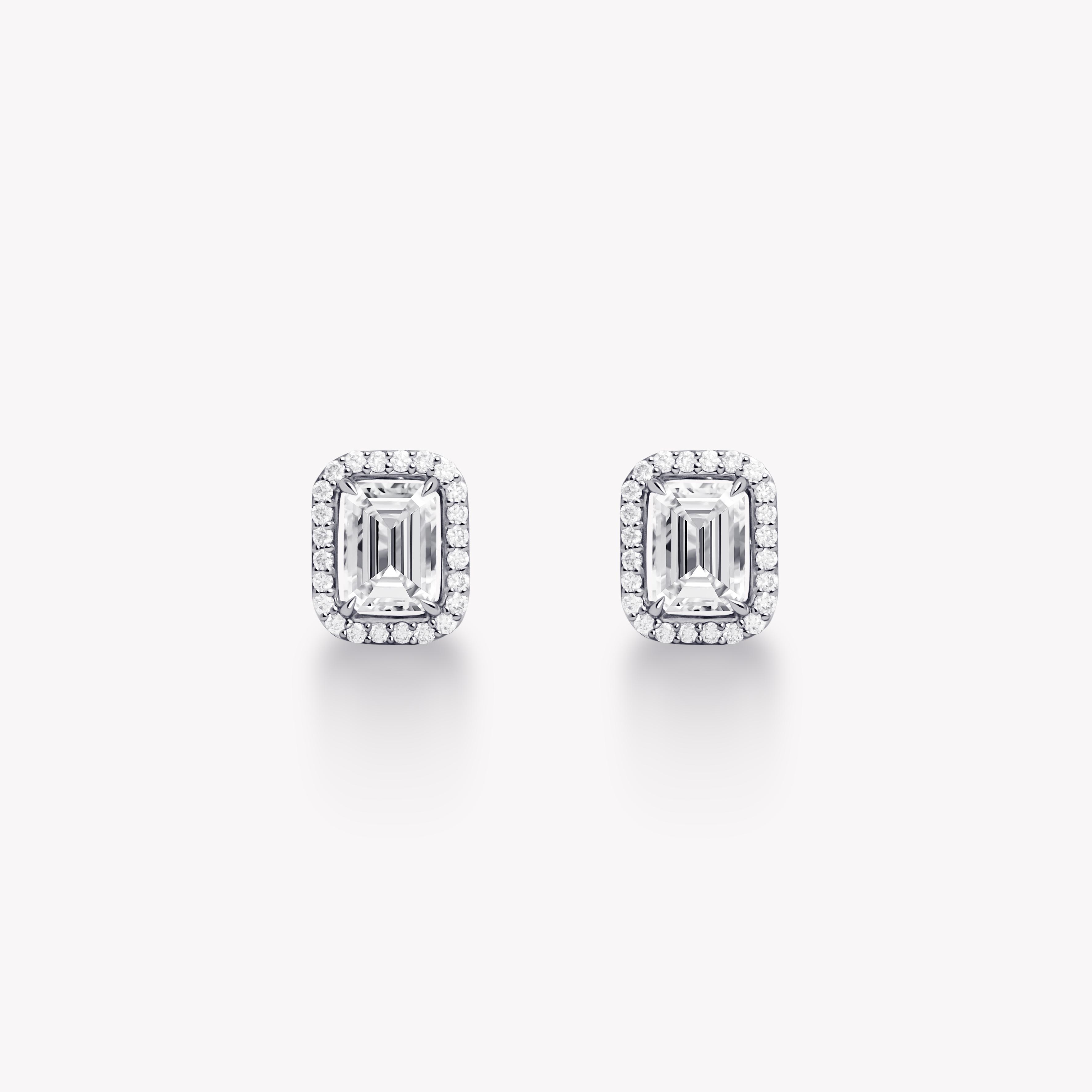 Emerald halo stud earring