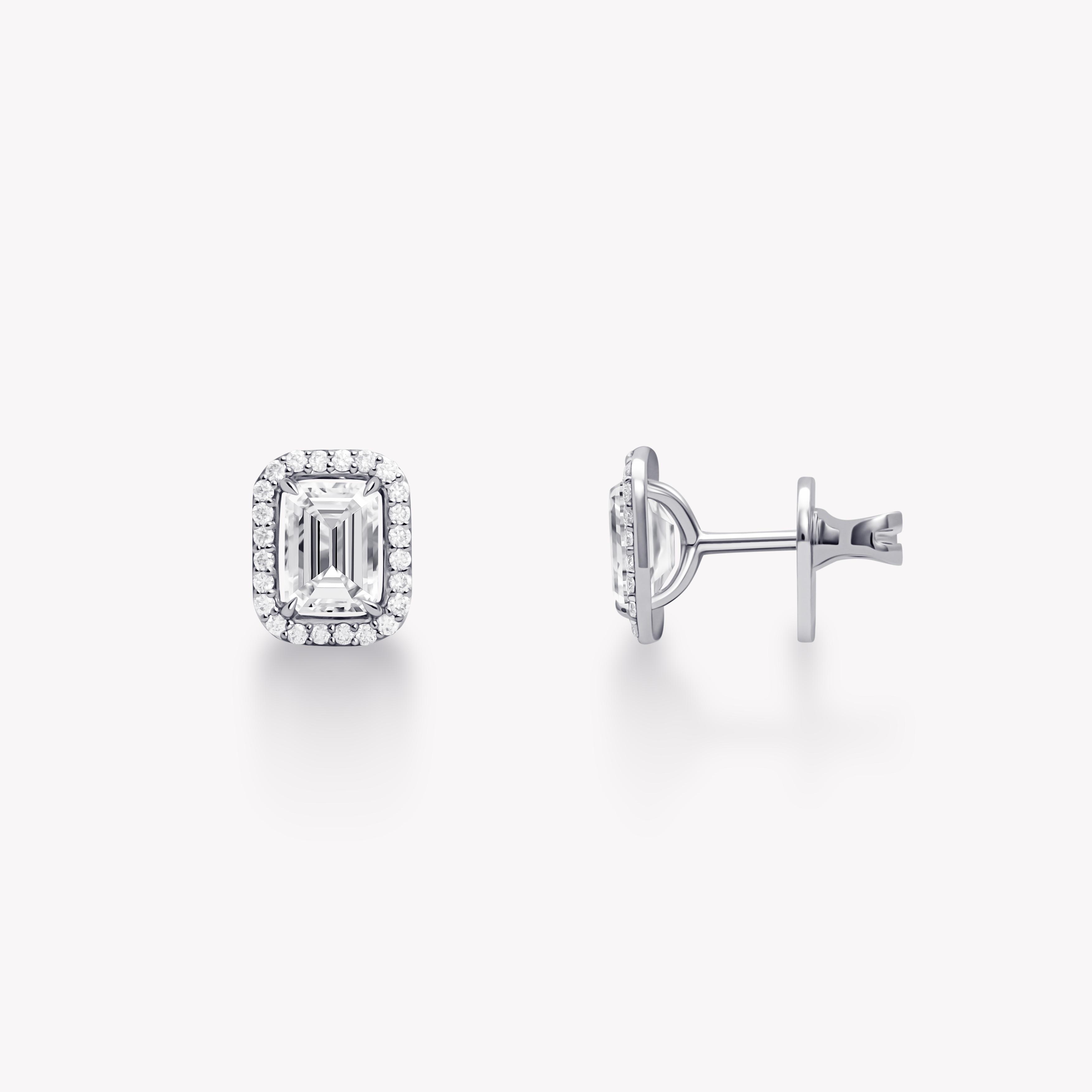 Emerald halo stud earring