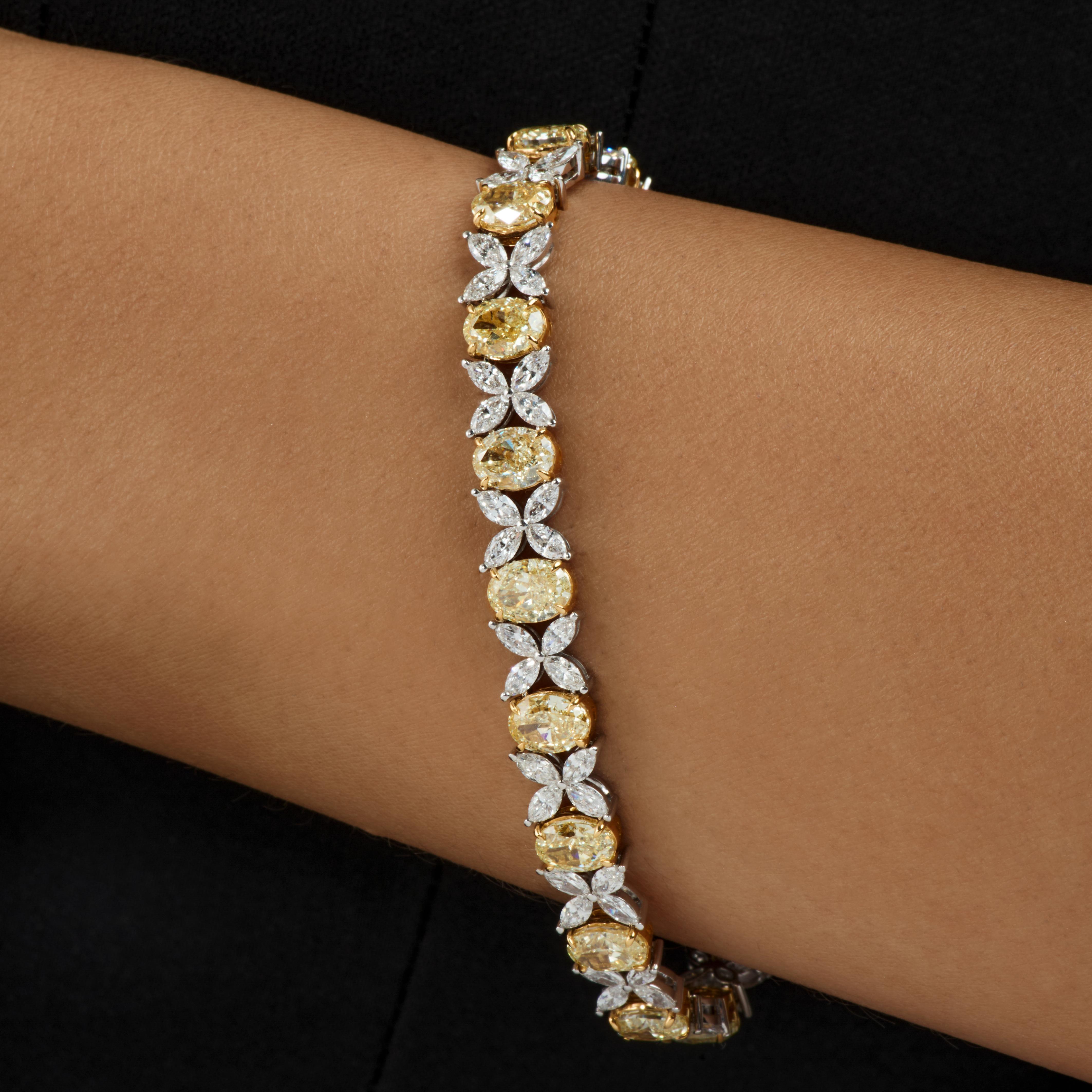 Yellow and white diamond bracelet 